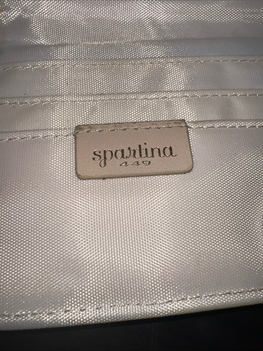 Spartina 449 Gray Floral Embroidered Zip-Around Wallet with Cream Trim - Picture 5 of 7